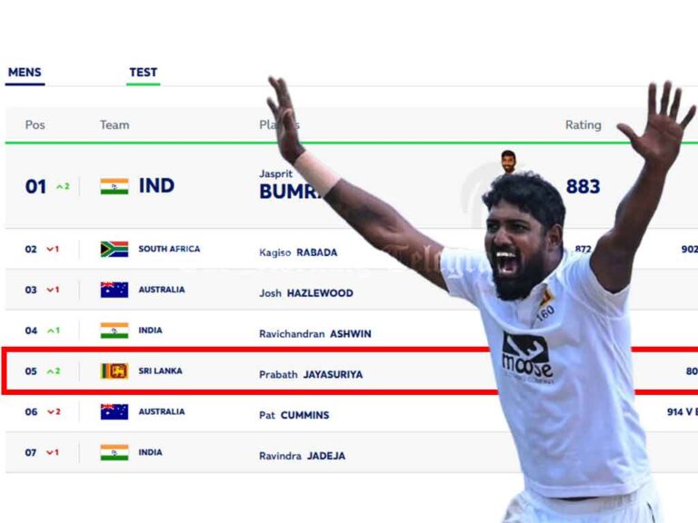 Prabath Jayasuriya Climbs to Career-Best 5th in ICC Test Bowling Rankings