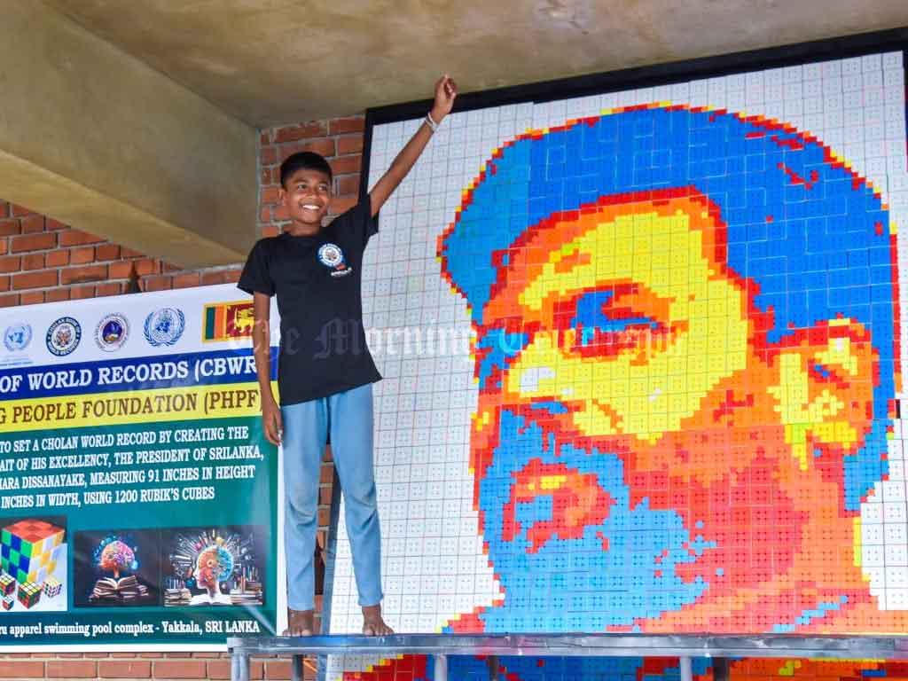 11-Year-Old Sehansha Sets World Record with Effigy of Anura Kumara Dissanayake