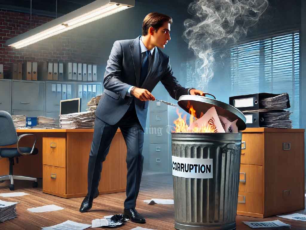 Boss Caught Attempting to Burn Corruption Files