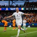 Erling Haaland celebrates after Norway beat Ivory Coast in the FIFA World Cup Round of 32.