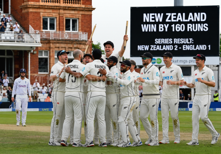 New Zealand beat England at Trent Bridge as players celebrate a famous Test series victory