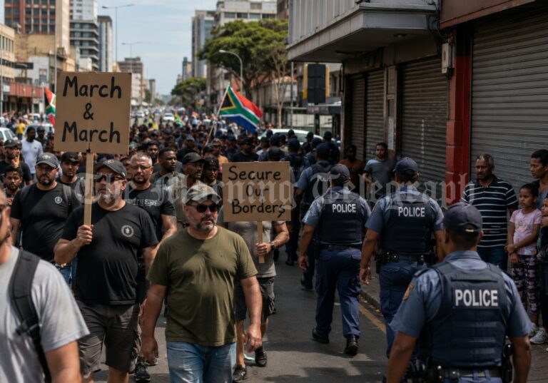 Police monitor March & March protests in South Africa as migrant communities fear violence and repatriation.