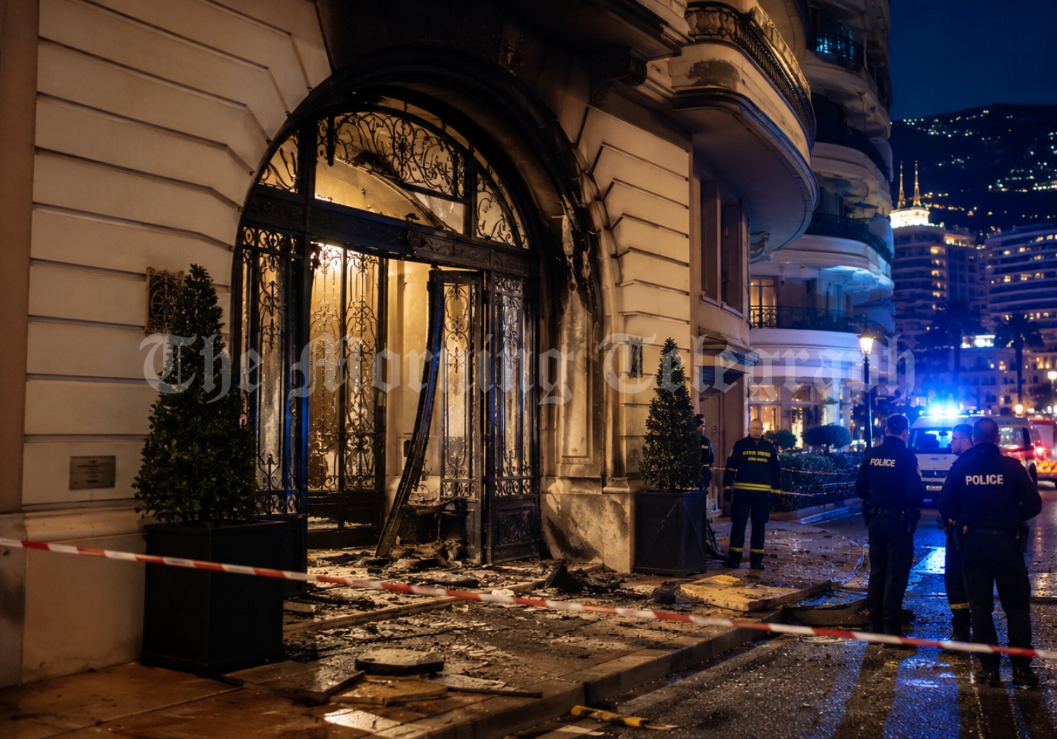 Police secure Monaco residential street after Monaco bomb attack near French border