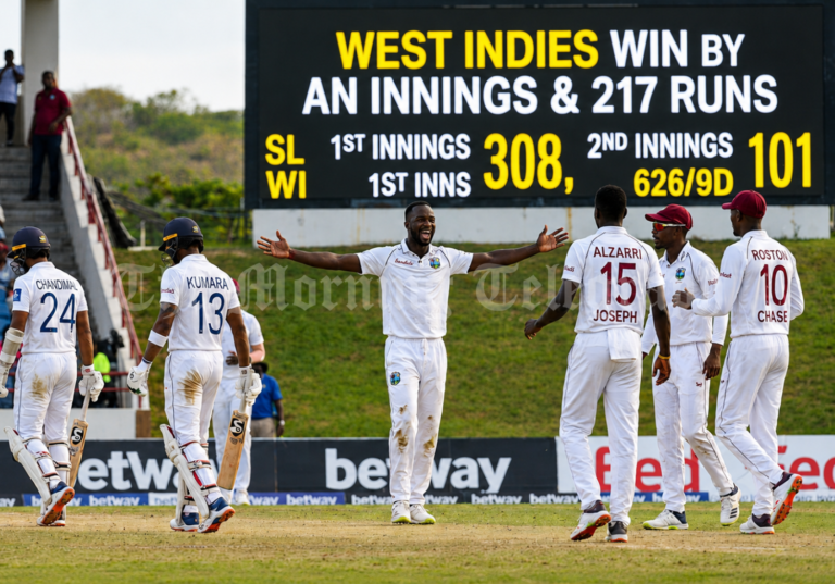 Sri Lanka West Indies Test action in Antigua after West Indies sealed a dominant innings victory