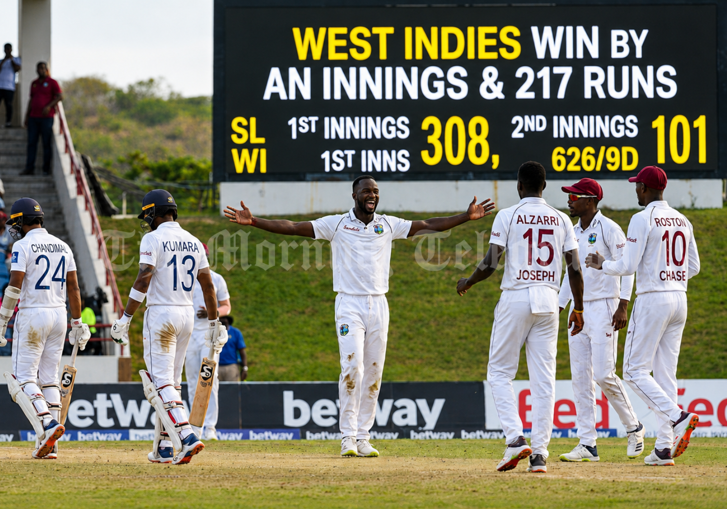 Sri Lanka West Indies Test action in Antigua after West Indies sealed a dominant innings victory