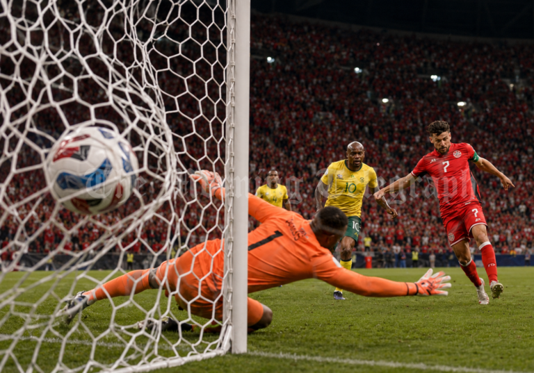 Stephen Eustáquio celebrates after sending Canada World Cup last 16 hopes alive with a late goal against South Africa.