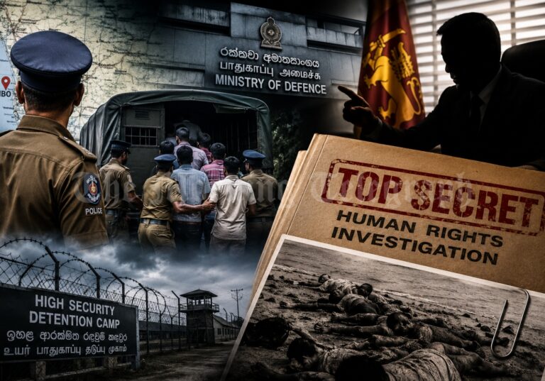 A visual representation of allegations surrounding wartime human rights investigations, witness protection, detention orders and state pressure during Sri Lanka’s civil war.