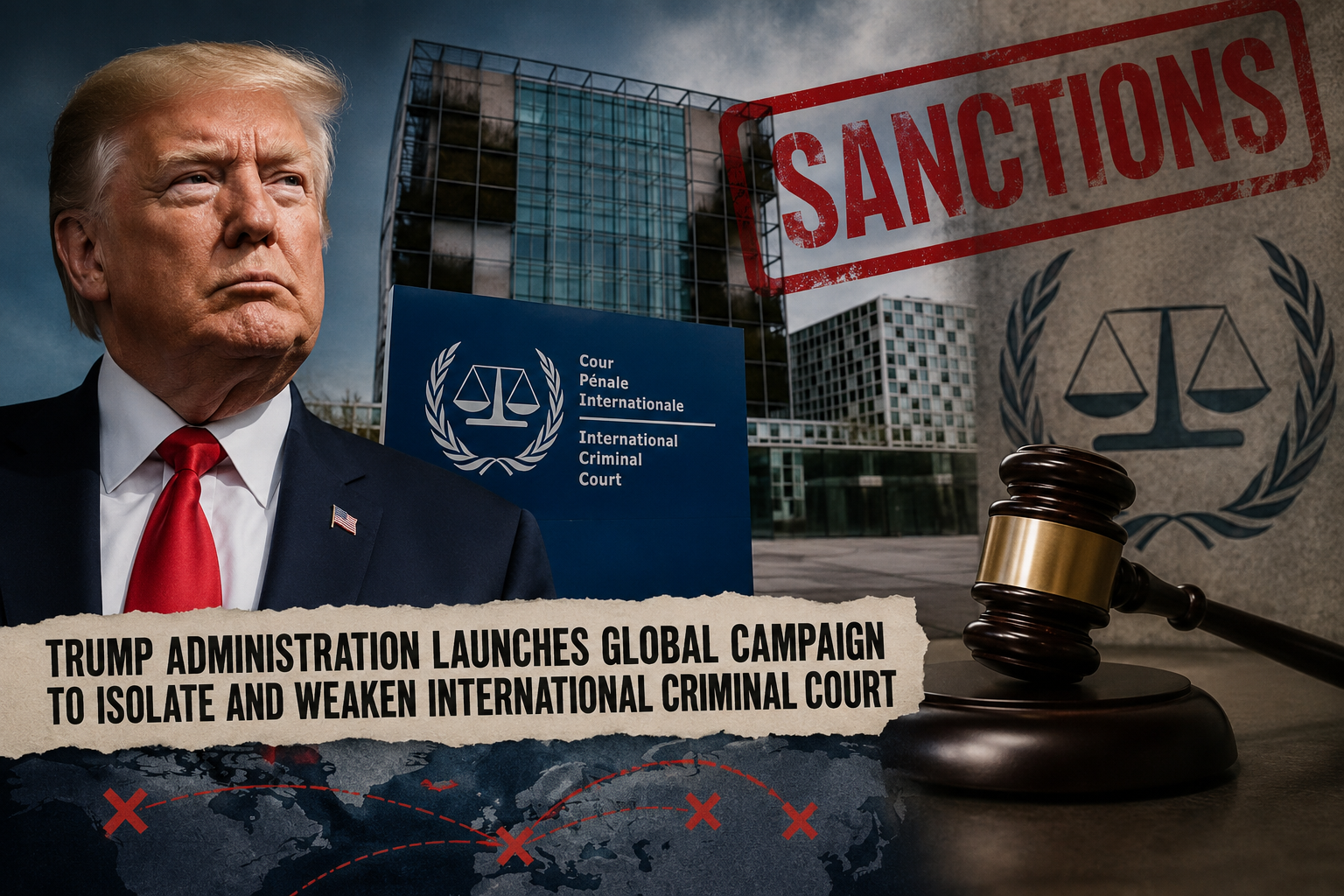 Trump ICC campaign targeting the International Criminal Court through sanctions and diplomatic pressure
