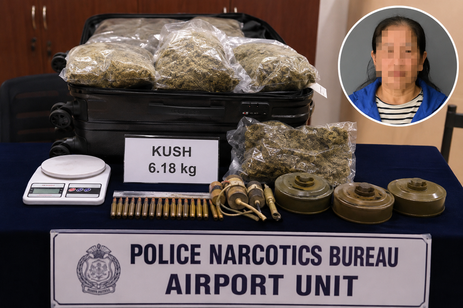 Police evidence linked to the Kush smuggling arrest at Bandaranaike International Airport