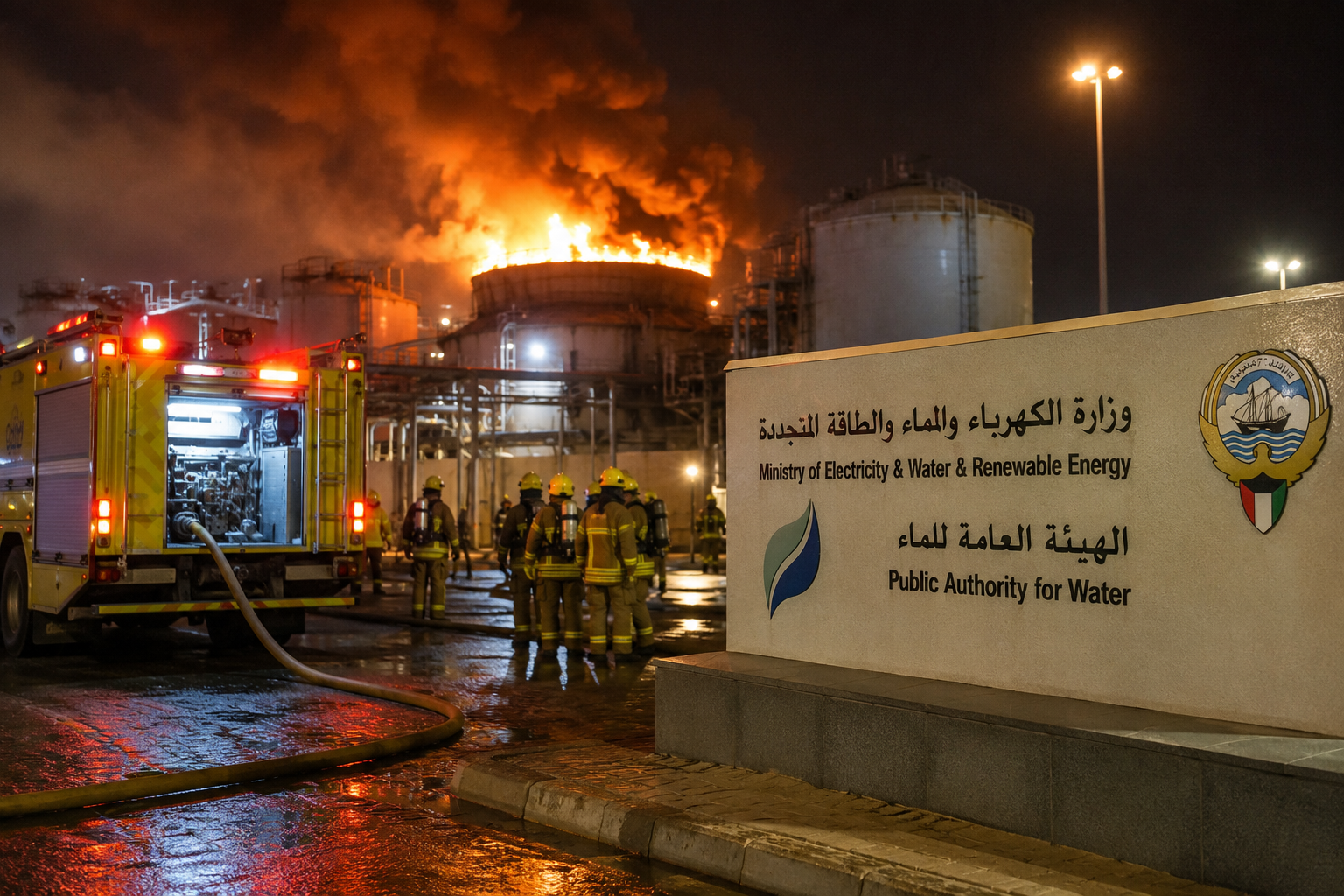 Fire and emergency response following the Kuwait water plant attack on a power and desalination facility