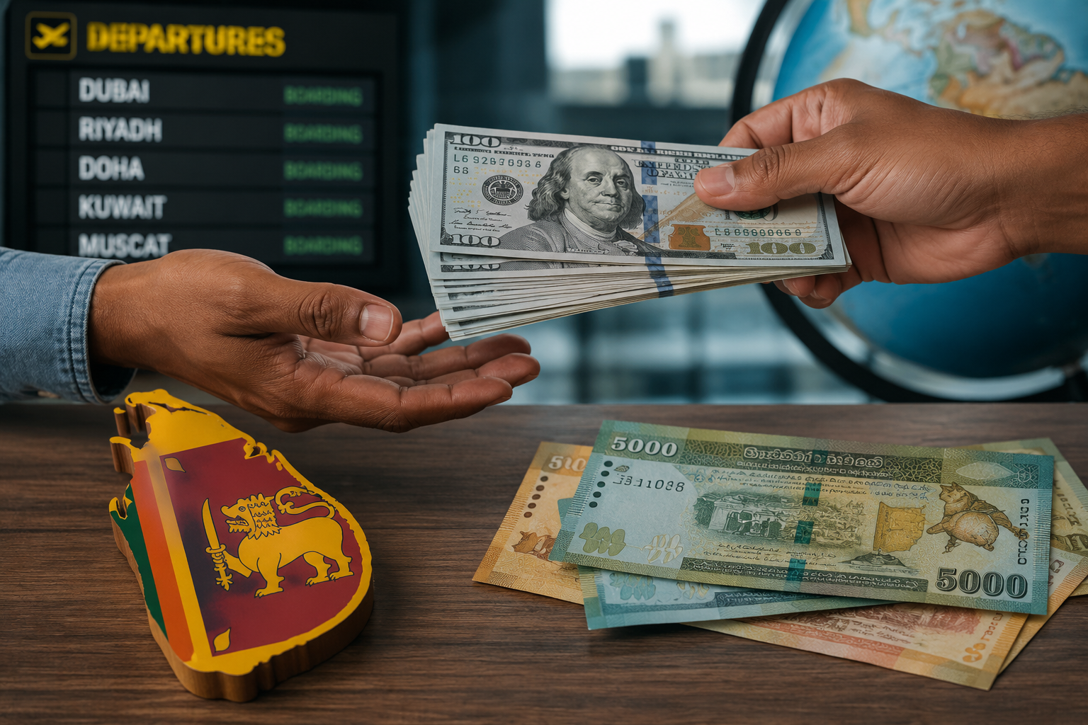 Sri Lanka worker remittances represented by foreign currency transfers from overseas migrant workers