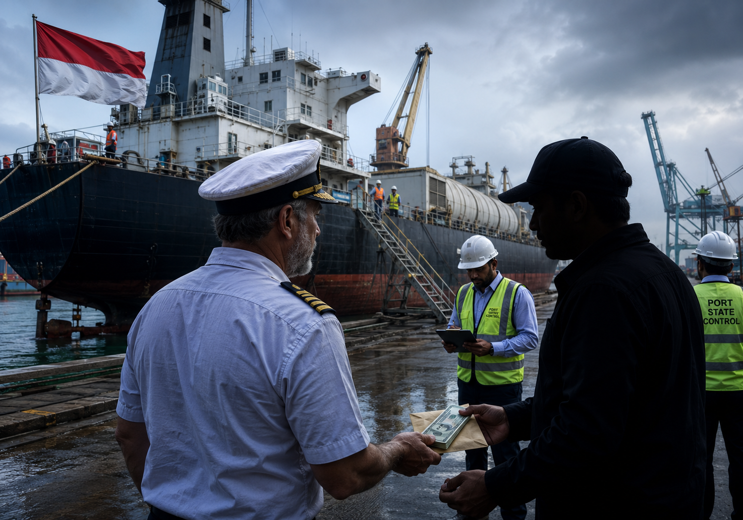 Sri Lanka maritime bribery investigation involving an Indonesian cement carrier at port
