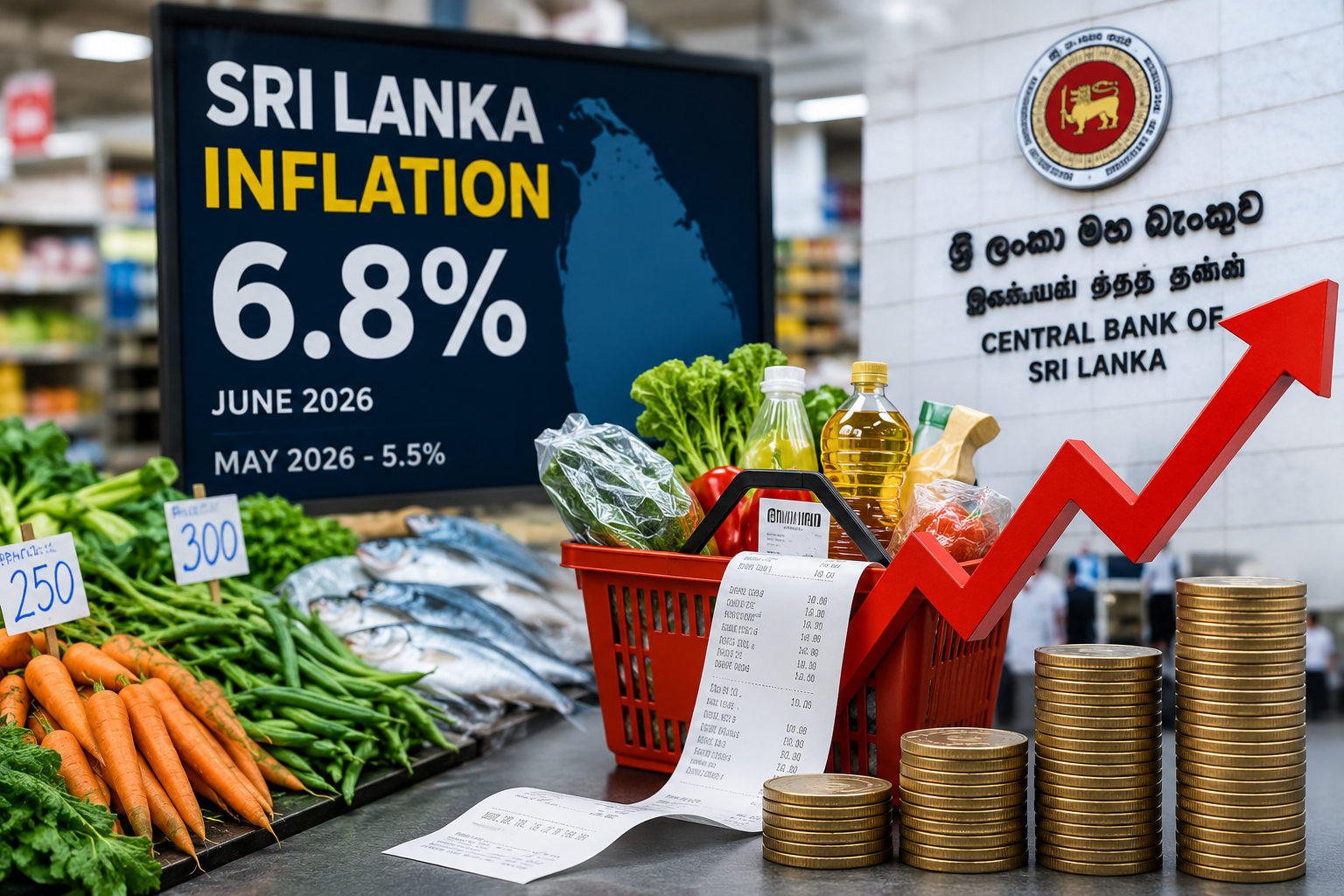 Sri Lanka inflation pressures represented by rising food, vegetable, fish, fuel and electricity costs