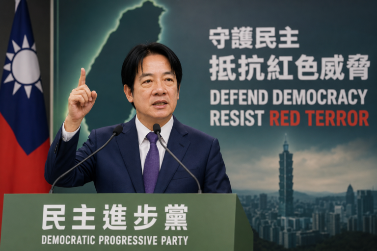 Taiwan red terror warning delivered by President Lai Ching-te during the Democratic Progressive Party convention
