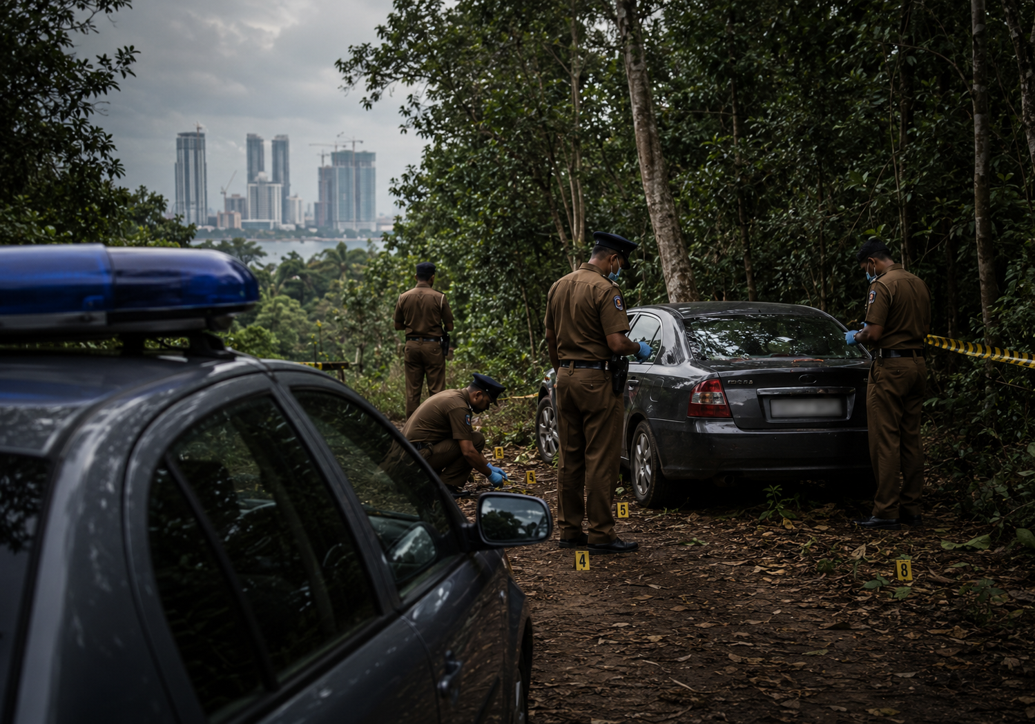 Police investigate the Port City abduction and murder of a Chinese national found in a forested area in Eheliyagoda.