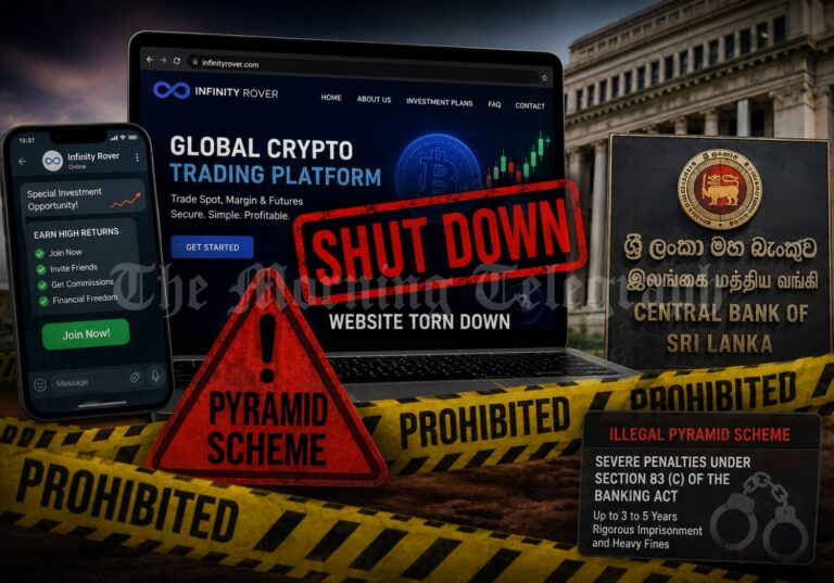 Infinity Rover scam exposed after Central Bank crackdown on illegal cryptocurrency pyramid scheme in Sri Lanka