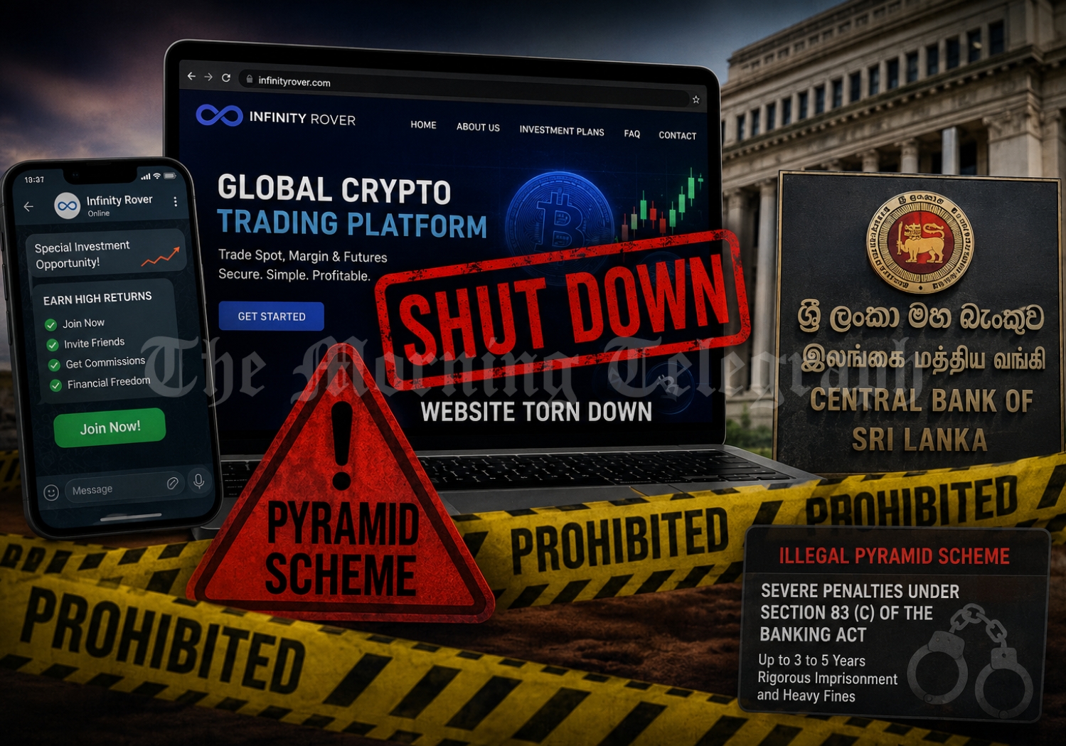 Infinity Rover scam exposed after Central Bank crackdown on illegal cryptocurrency pyramid scheme in Sri Lanka