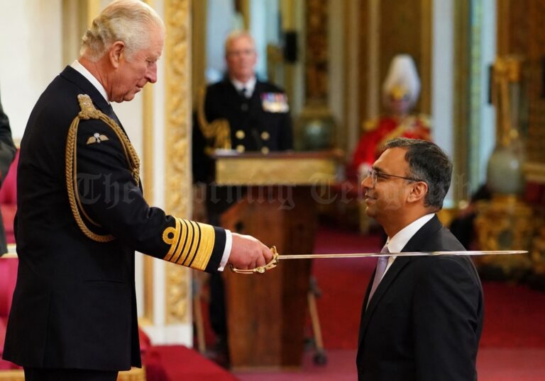 Nishan Canagarajah knighted by King Charles at Windsor Castle