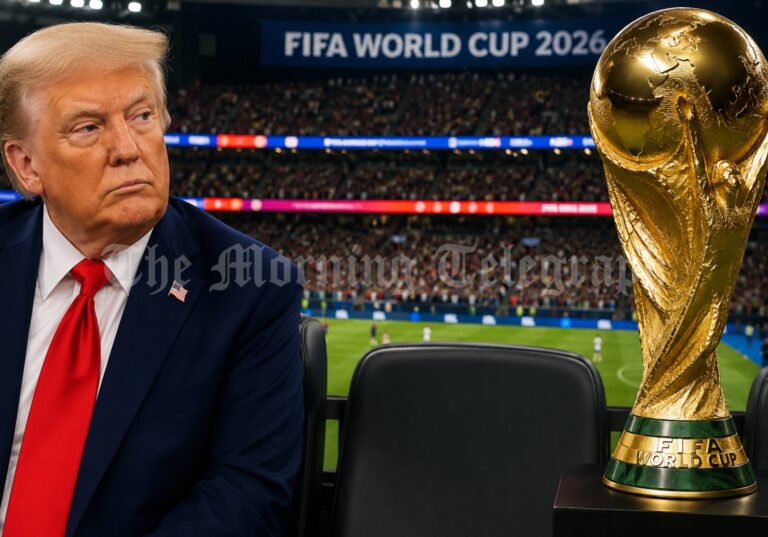 Donald Trump World Cup silence shown through an empty stadium seat and global football crowd backdrop