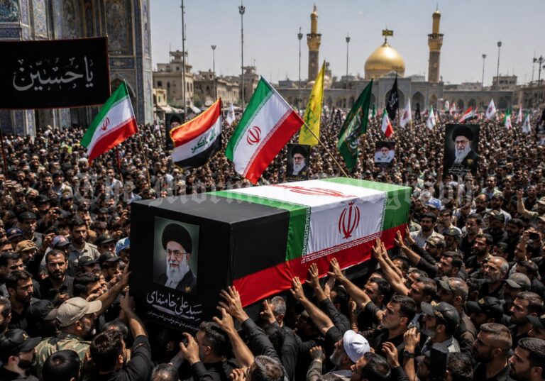 Khamenei funeral procession in Najaf as mourners gather in Iraq
