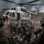 Sri Lankan aircrew rescue team operating a UN Mi-17 helicopter during a medical evacuation mission in Central African Republic.