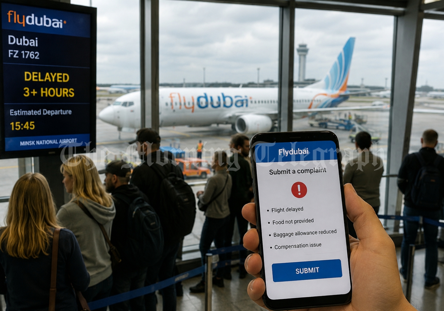 Passengers at Minsk National Airport frustrated by Fly Dubai delayed flights and service complaints