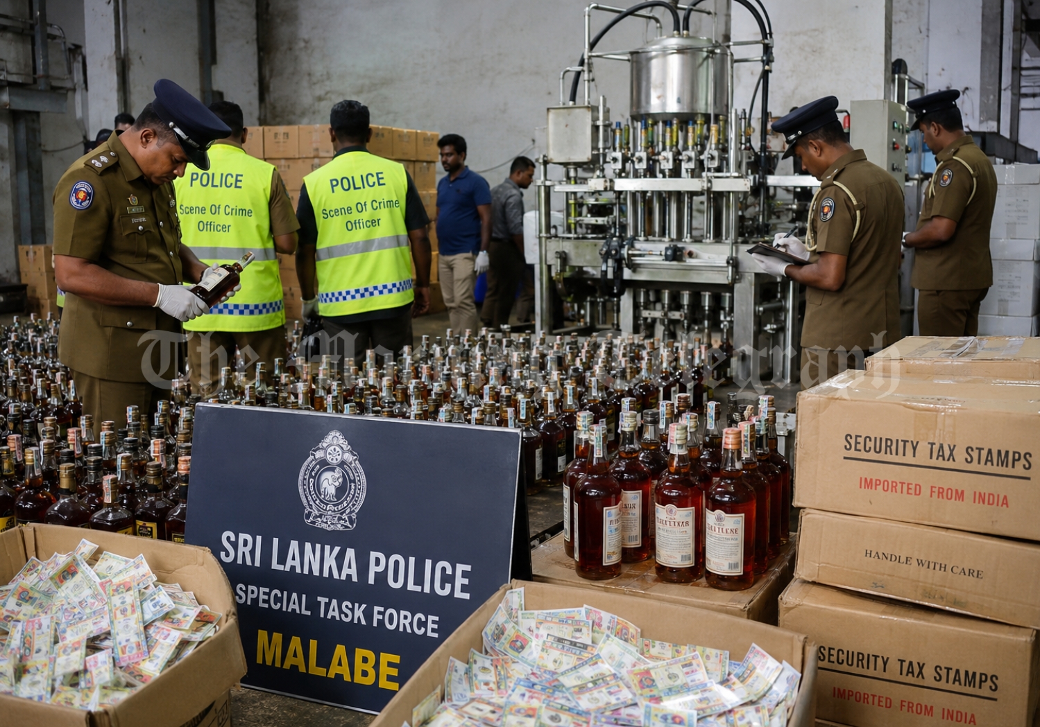 Police raid on Malabe illicit bottling plant linked to counterfeit liquor and fake tax stamps