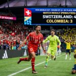 Switzerland vs Colombia World Cup penalty shootout celebration after Swiss quarterfinal win
