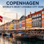 Copenhagen liveable city skyline highlighting its top ranking in the 2026 Global Liveability Index