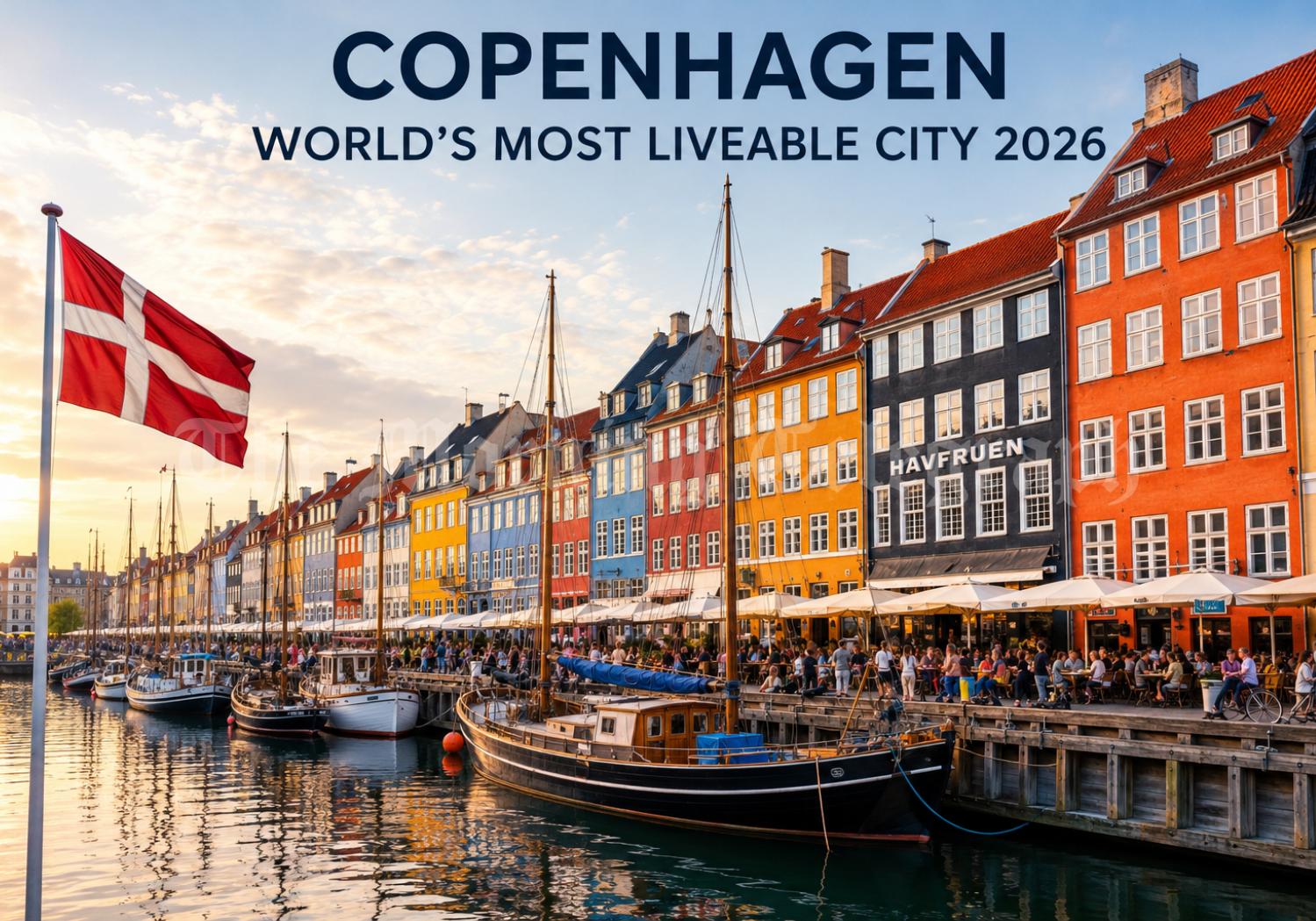 Copenhagen liveable city skyline highlighting its top ranking in the 2026 Global Liveability Index