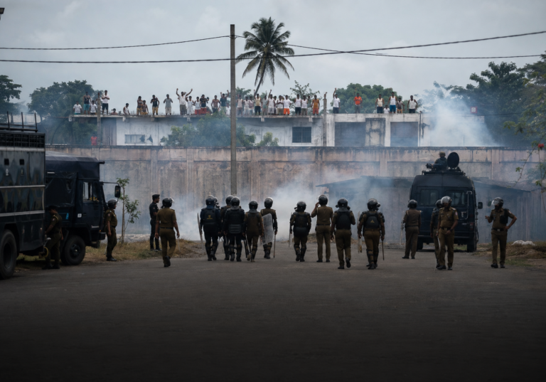 Police security deployment during the Pallansena prison protest in Negombo