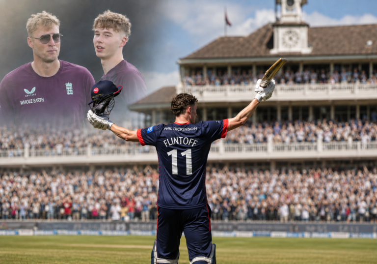 Rocky Flintoff century for Lancashire against Somerset at Taunton