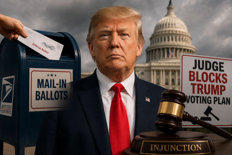 Trump mail-in voting plan blocked by a federal judge ahead of the November 2026 U.S. midterm elections