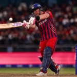 Tim Seifert celebrates after powering Manchester Super Giants to a dominant 10-wicket victory over SunRisers Leeds.