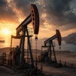 US-Iran oil tensions push crude prices higher as pumpjacks operate against the sky