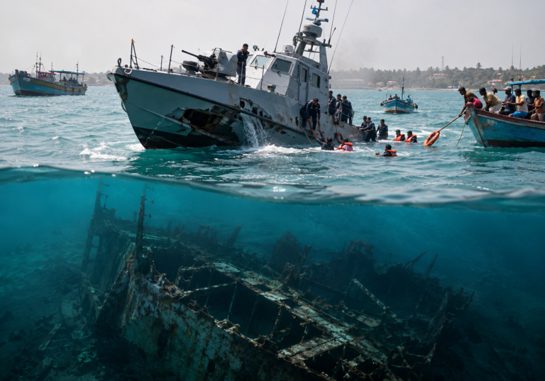 Sri Lanka Navy collision involving a Super Dvora patrol craft and the submerged MV Thermopylae Sierra wreck off Angulana
