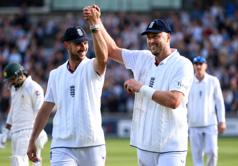 England vs Pakistan Test as Ollie Robinson and Josh Tongue celebrate wickets at Headingley