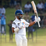 Sonal Dinusha raises his bat during Sri Lanka vs India Day 3 in the second Test at the SSC in Colombo