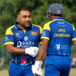 Sri Lanka Cricket Legends batter Mahela Jayawardene during the charity match against international rugby stars in Colombo.