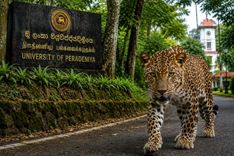 University of Peradeniya leopard warning following increased leopard activity near the Veterinary Faculty Teaching Farm.