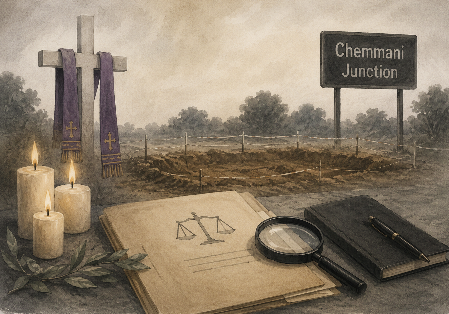 Jaffna Catholic clergy demanding an international Chemmani mass grave investigation during a peaceful demonstration.