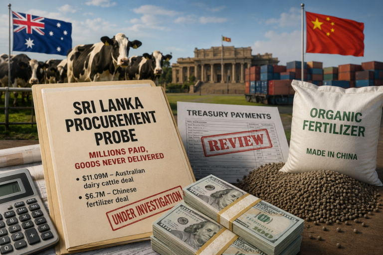 Sri Lanka procurement probe into missing Australian dairy cattle and Chinese fertilizer payments