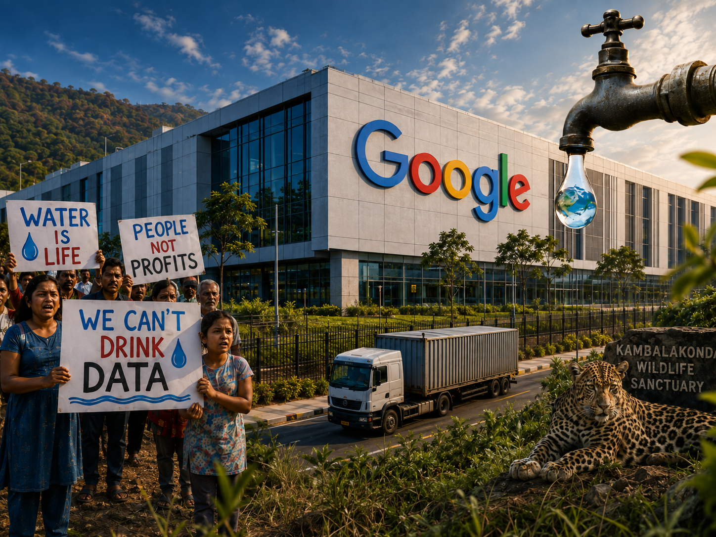 Google India data centre construction site near Visakhapatnam amid water and wildlife concerns