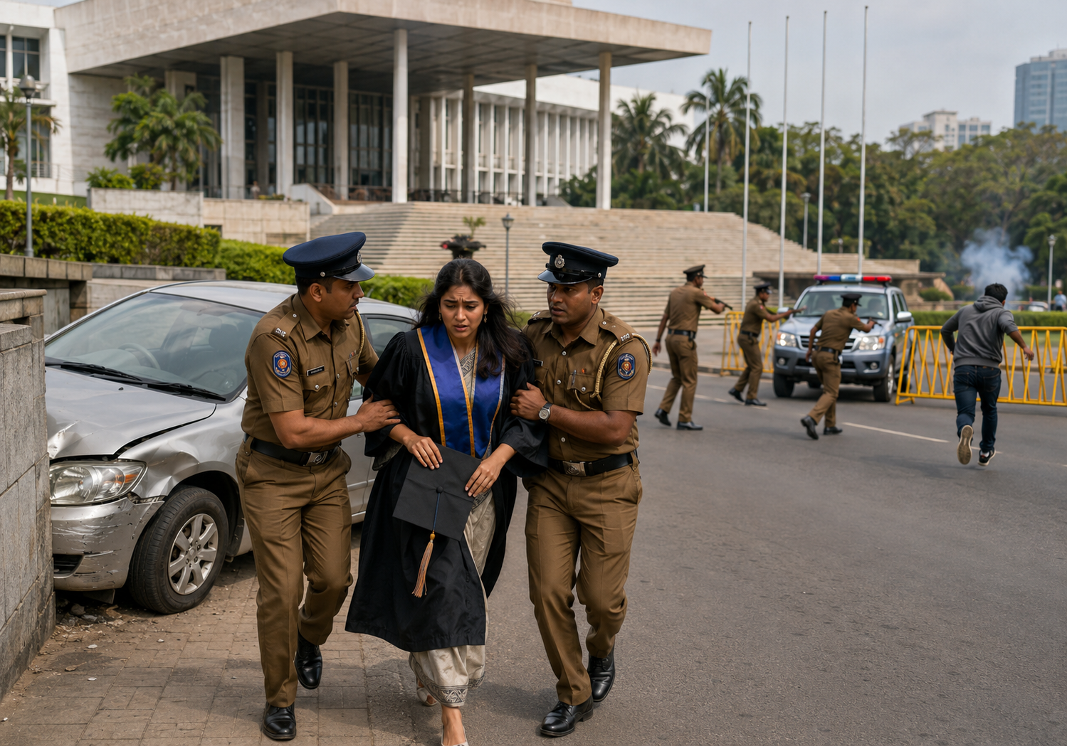 Police response following BMICH abduction of university graduate in Colombo