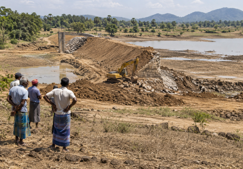 Palekanda Tank project site in Moneragala amid investigation into stalled construction and alleged illicit excavation