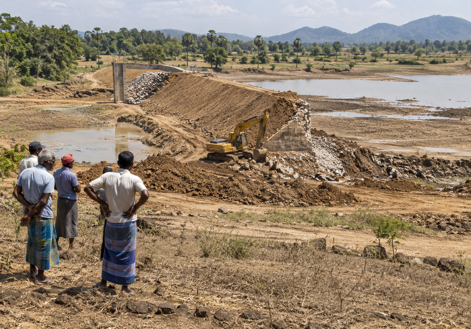 Palekanda Tank project site in Moneragala amid investigation into stalled construction and alleged illicit excavation