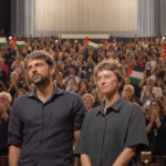 Standing Ovation Amid Palestinian Flags