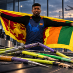 Rumesh Tharanga with javelins damaged during his flight home