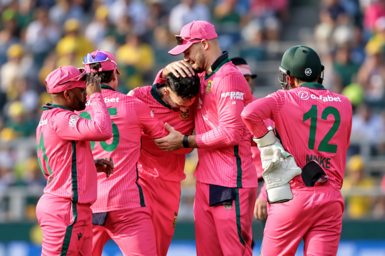David Miller celebrates his century during the South Africa Australia second ODI in Johannesburg.