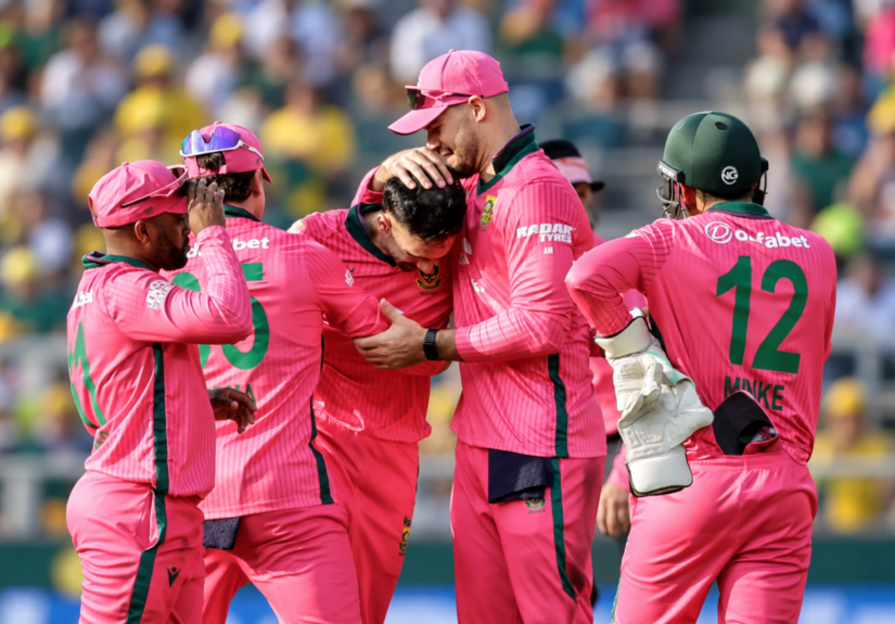 David Miller celebrates his century during the South Africa Australia second ODI in Johannesburg.